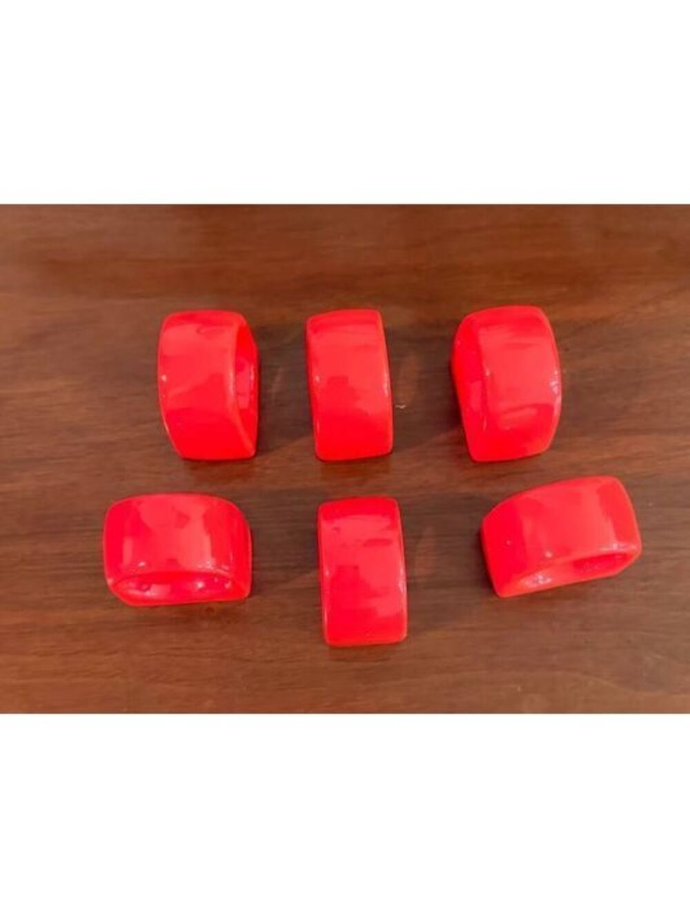 Vintage Red Ceramic Napkin Rings Set of 6 Retro MCM Pier 1 Holiday Table Decor